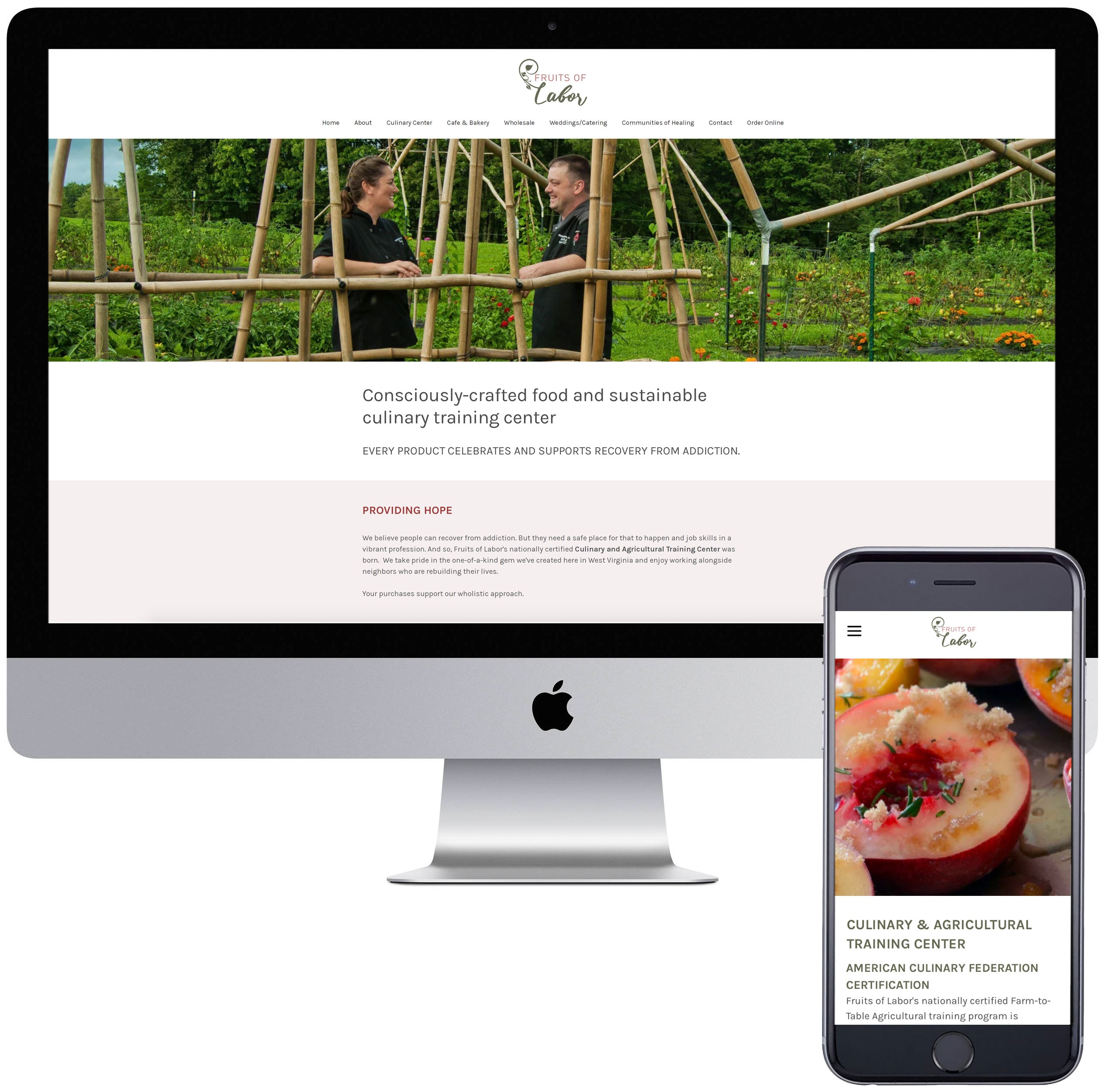 Fruits of Labor website on desktop computer and mobile phone