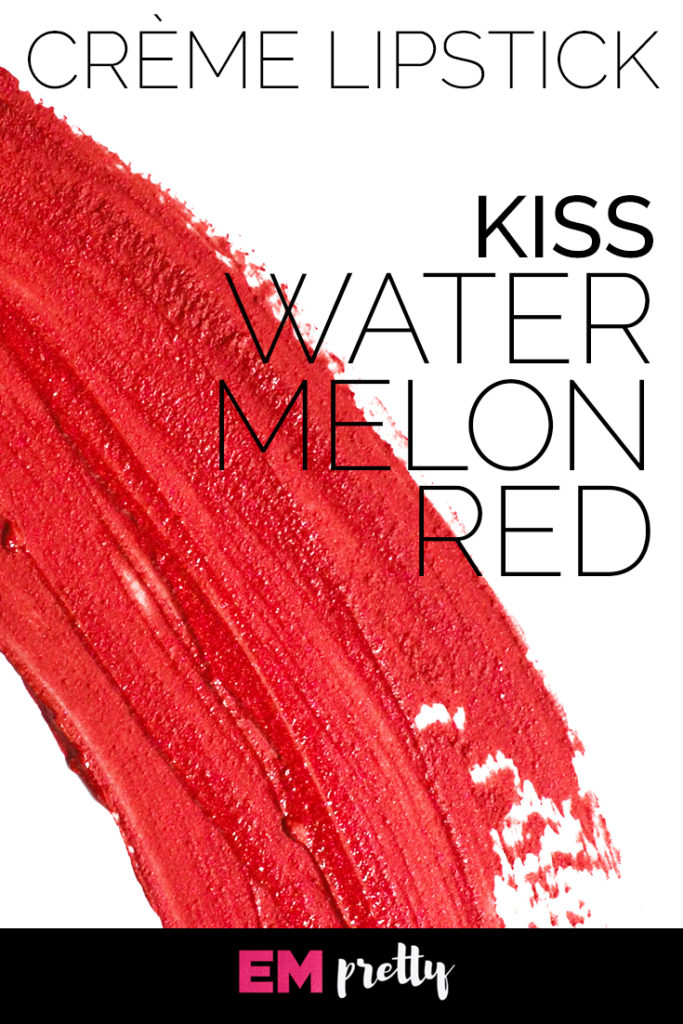 Big brush stroke of watermelon red lipstick