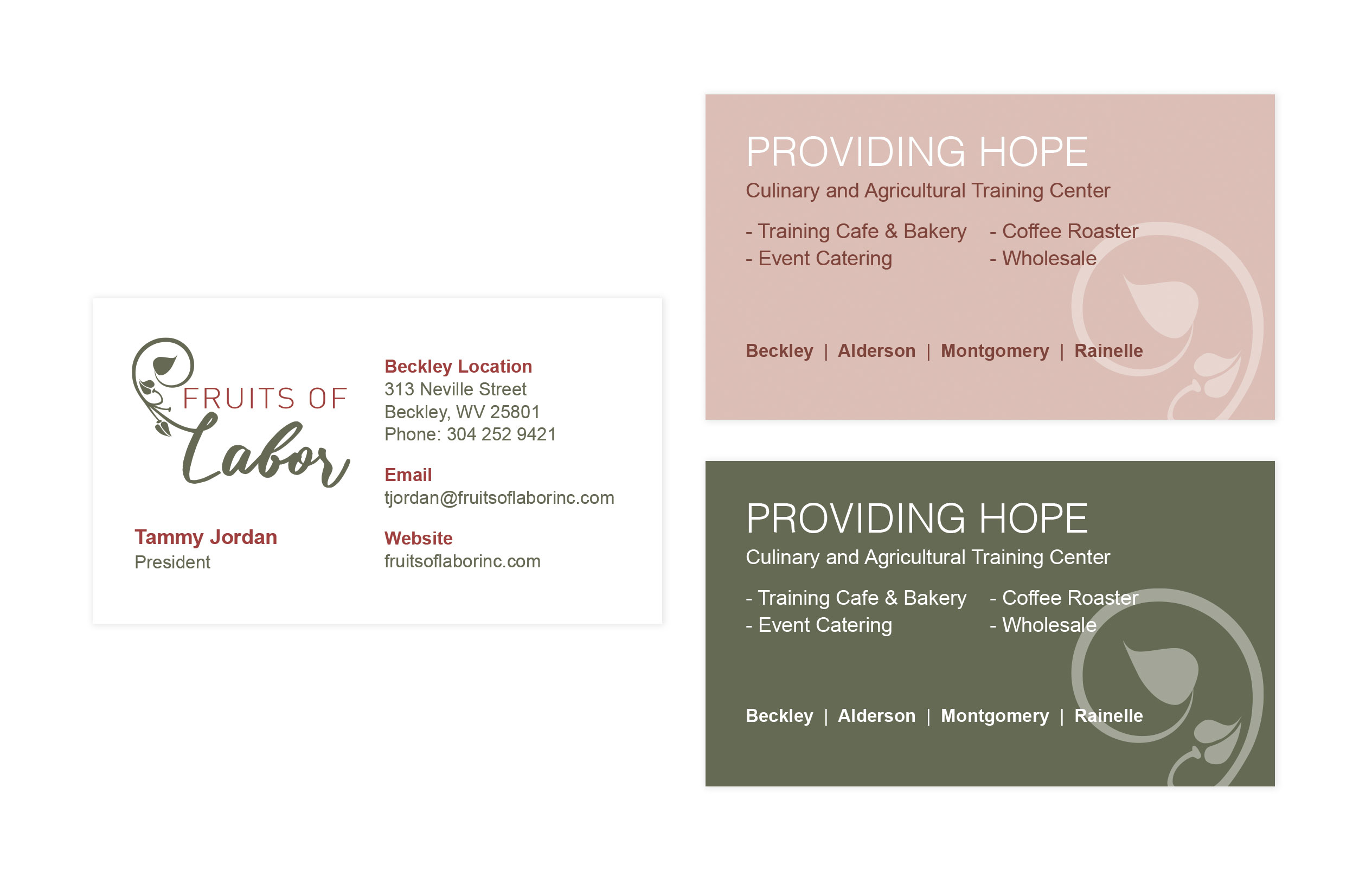 Fruits of Labor business cards front and back