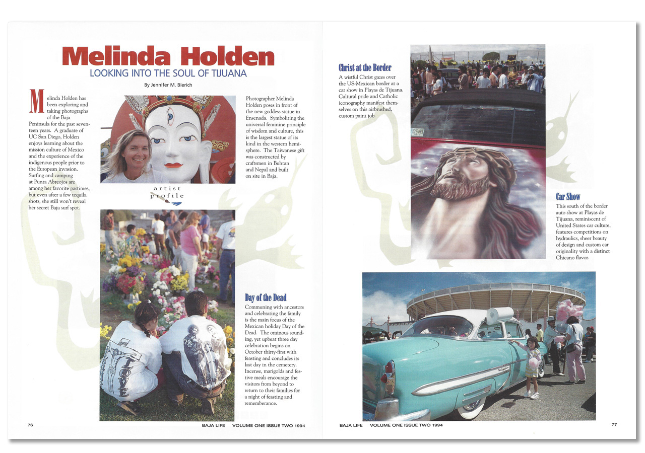 Magazine spread of photos from Day of the Dead celebration in Tijuana, Mexico 